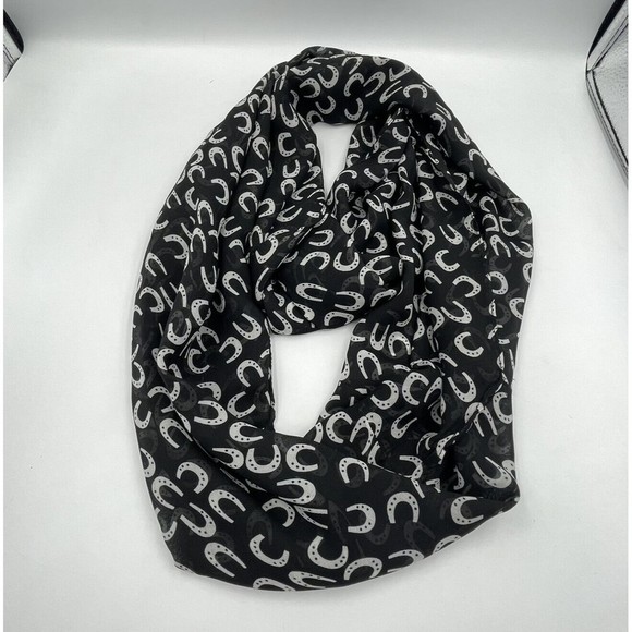 Infinity Black Scarf horseshoe print - Picture 4 of 11